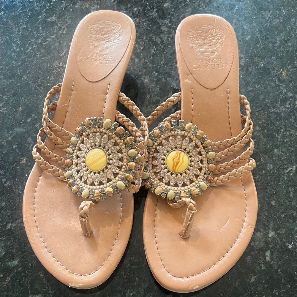 Vince Camuto Beige Beaded Women's Sandals